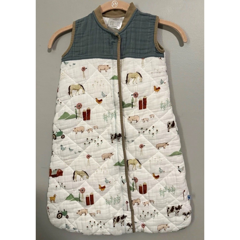 Little Unicorn Cotton Wearable Blanket Sleepsack Farm Animals 6-12M M White/Gray
